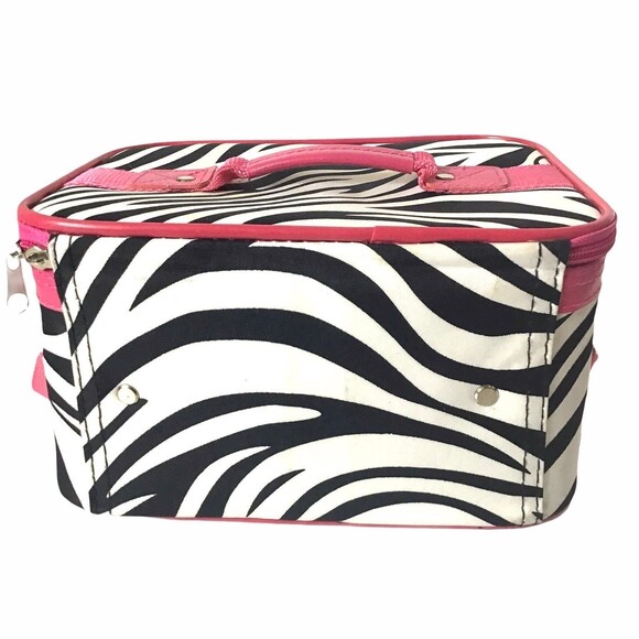 Zebra Cosmetic Case With Mirror Hot Pink & Black Print - Picture 6 of 6
